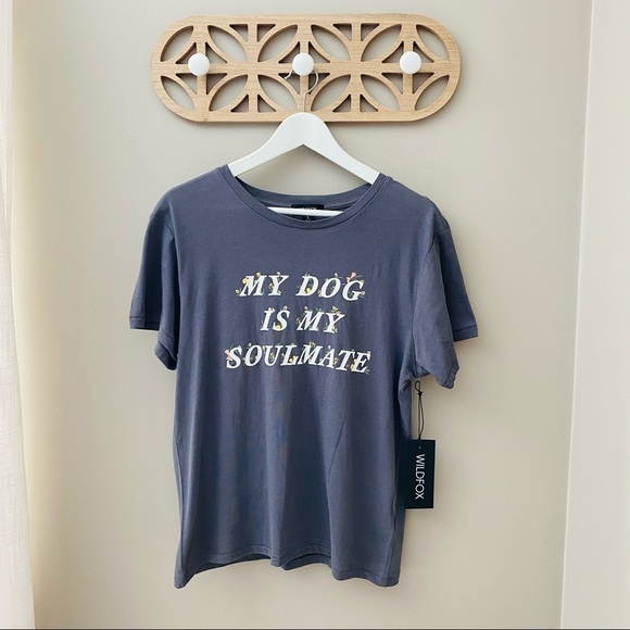 Wildfox 'My Dog Is My Soulmate' Tee Shirt Gray Sz Small - Picture 1 of 10